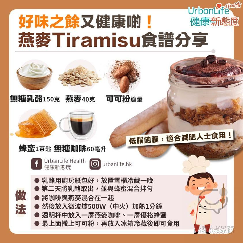 低脂飽腹 燕麥 Tiramisu 食譜